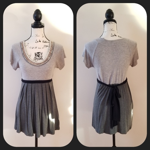 Twentyone gray/gray beaded tie back t-shirt top - Picture 6 of 8